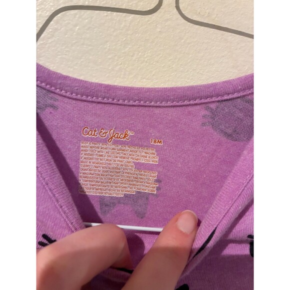 NWOT Cat & Jack Short-Sleeve Purple Black Cat Dress - 18M - Picture 3 of 3